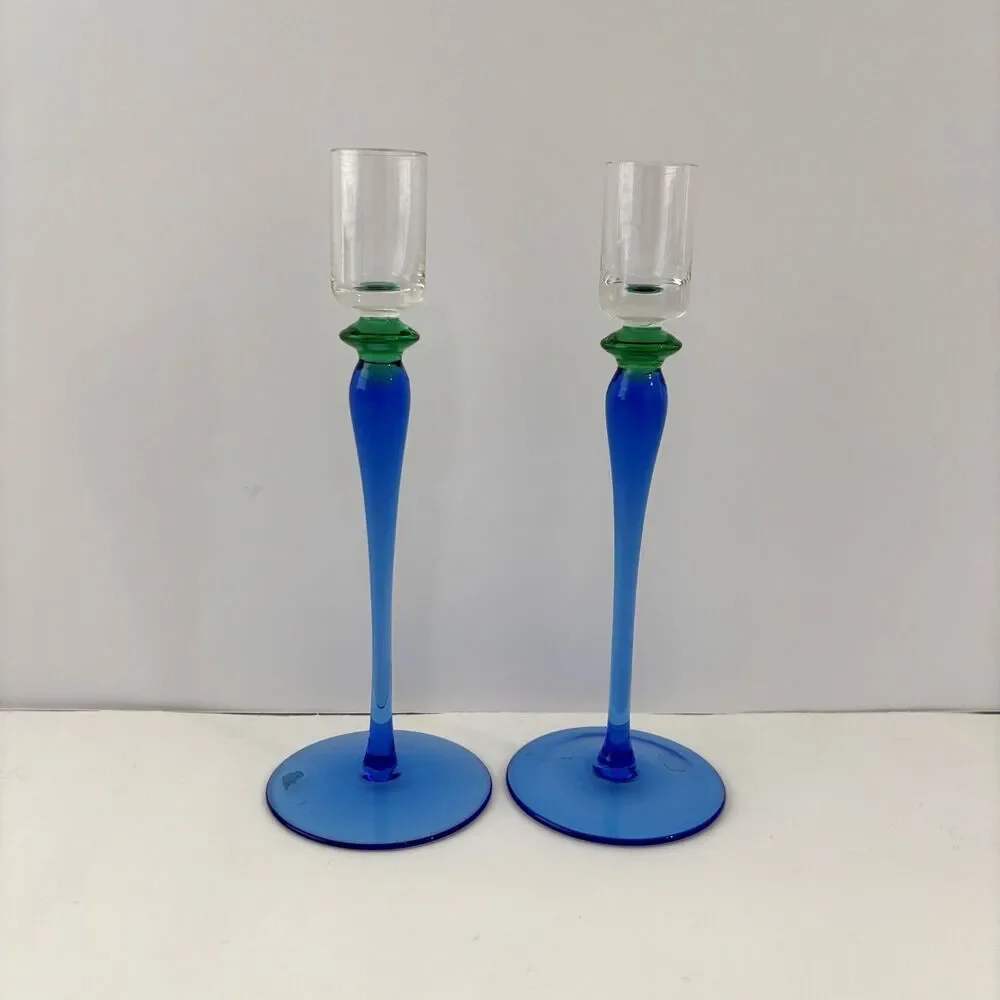 Crate Barrel Glass Candlestick Holders